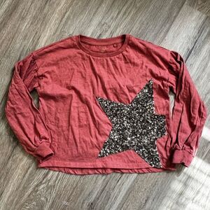 Jessica Simpson Kids Girls Large Sequin Star Top Red